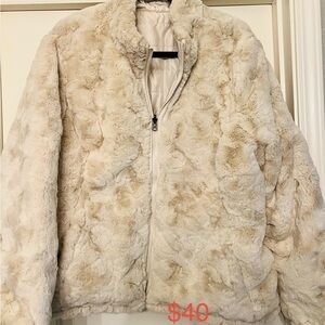 Women's Cream Faux Fur Jacket